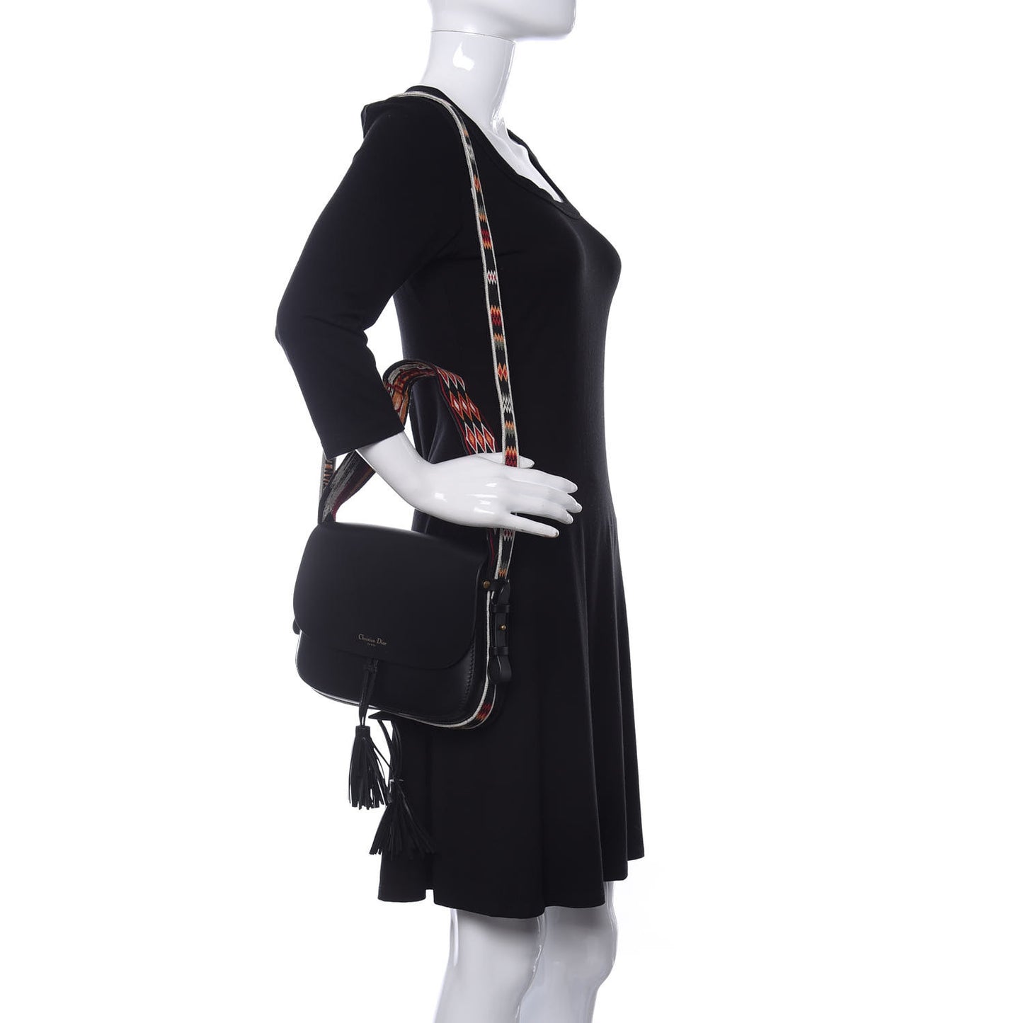 Calfskin Diorodeo Flap Bag Black