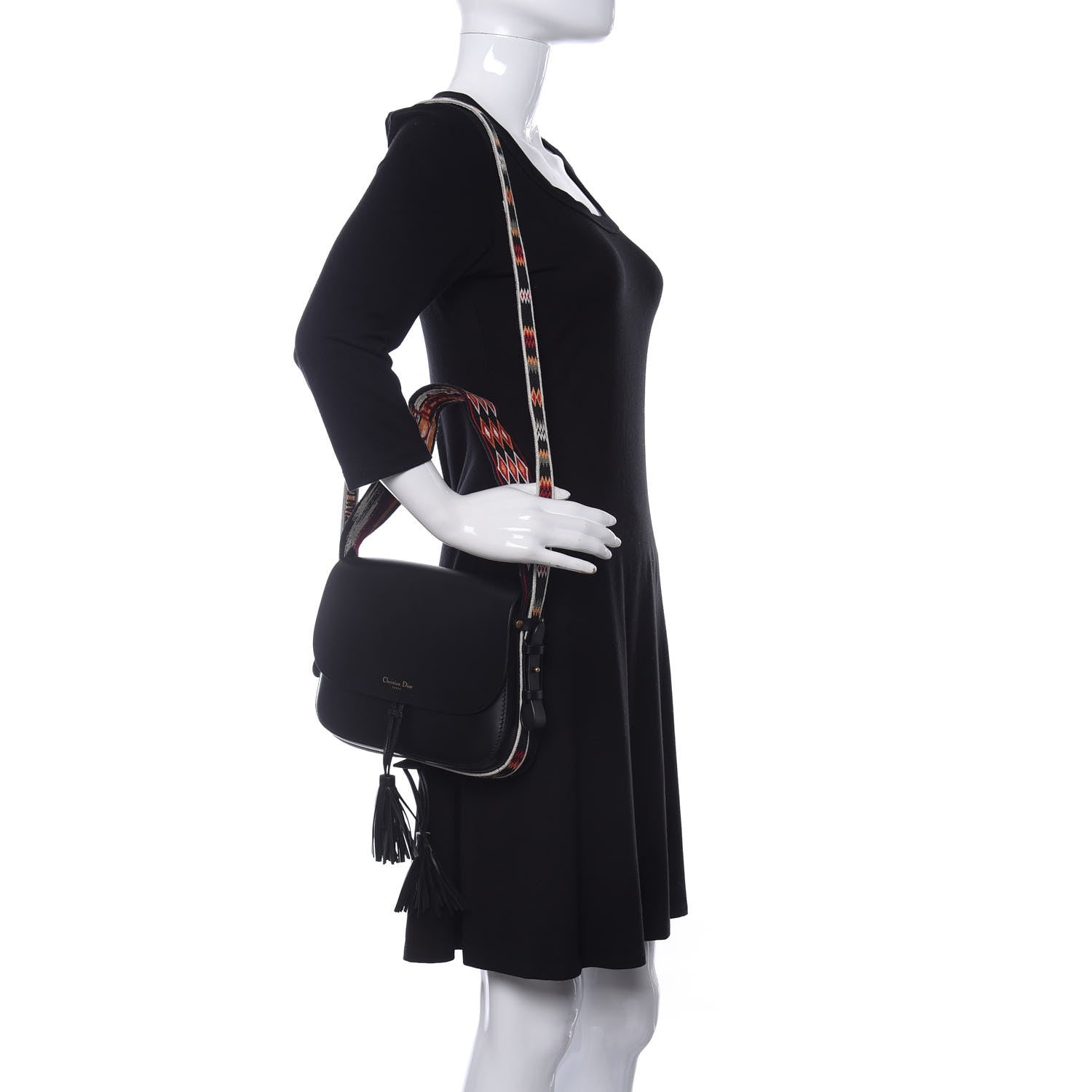 Christian Dior Calfskin Diorodeo Flap Bag Black 2 of 9