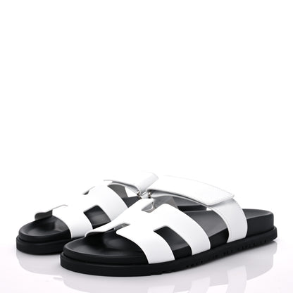 Hermes Calfskin Womens Chypre Sandals 40 White 3 of 8