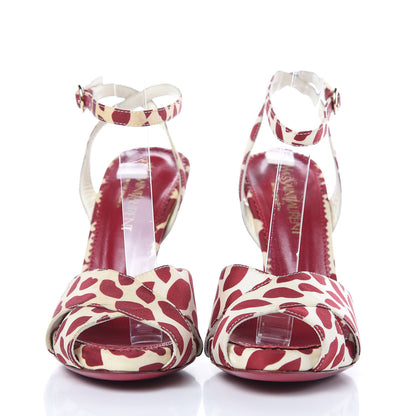Saint Laurent Canvas Lip Print Eva 95 Cross Sandals 35.5 Cherry 2 of 9