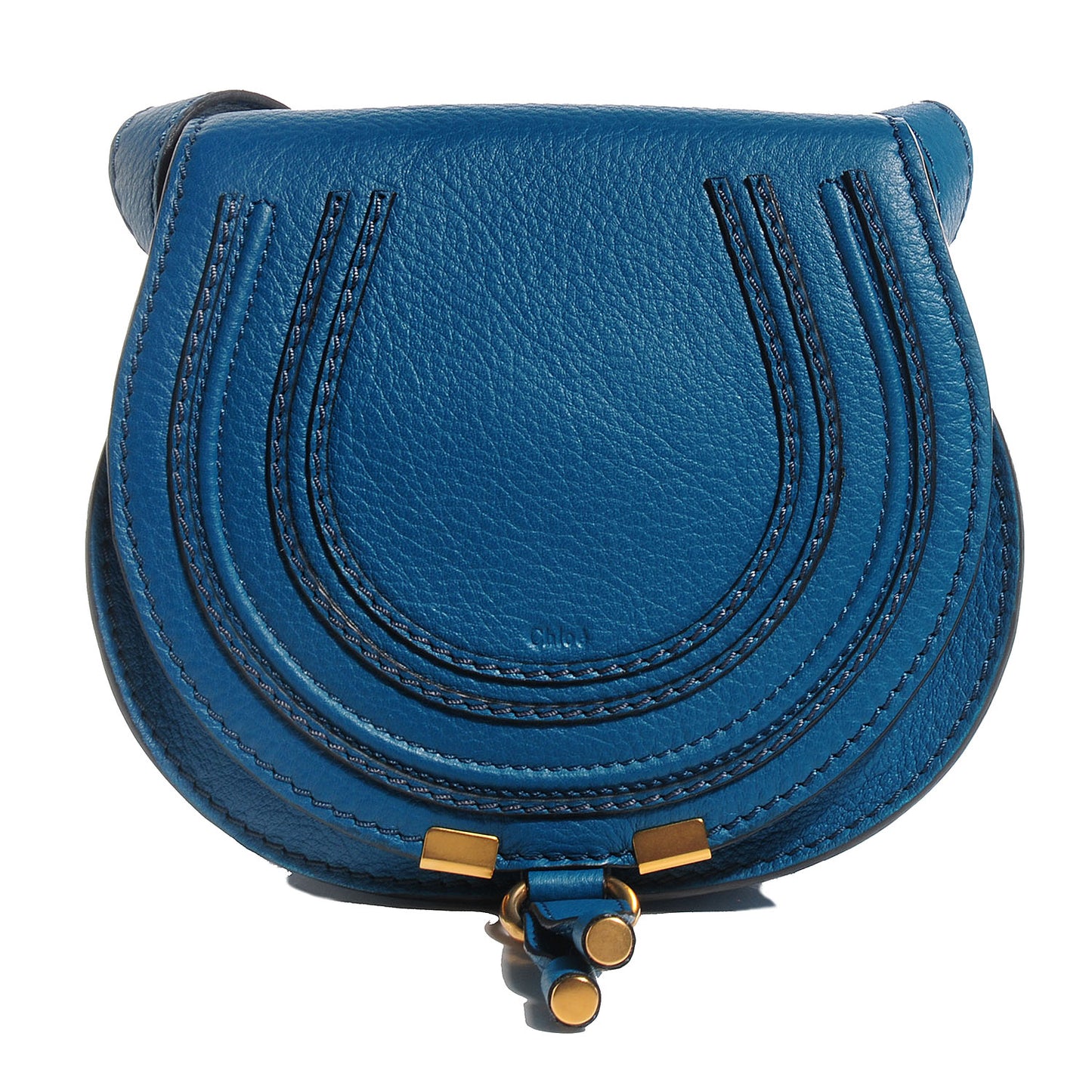 Calfskin Mini Marcie Round Crossbody Bag Laguna Blue