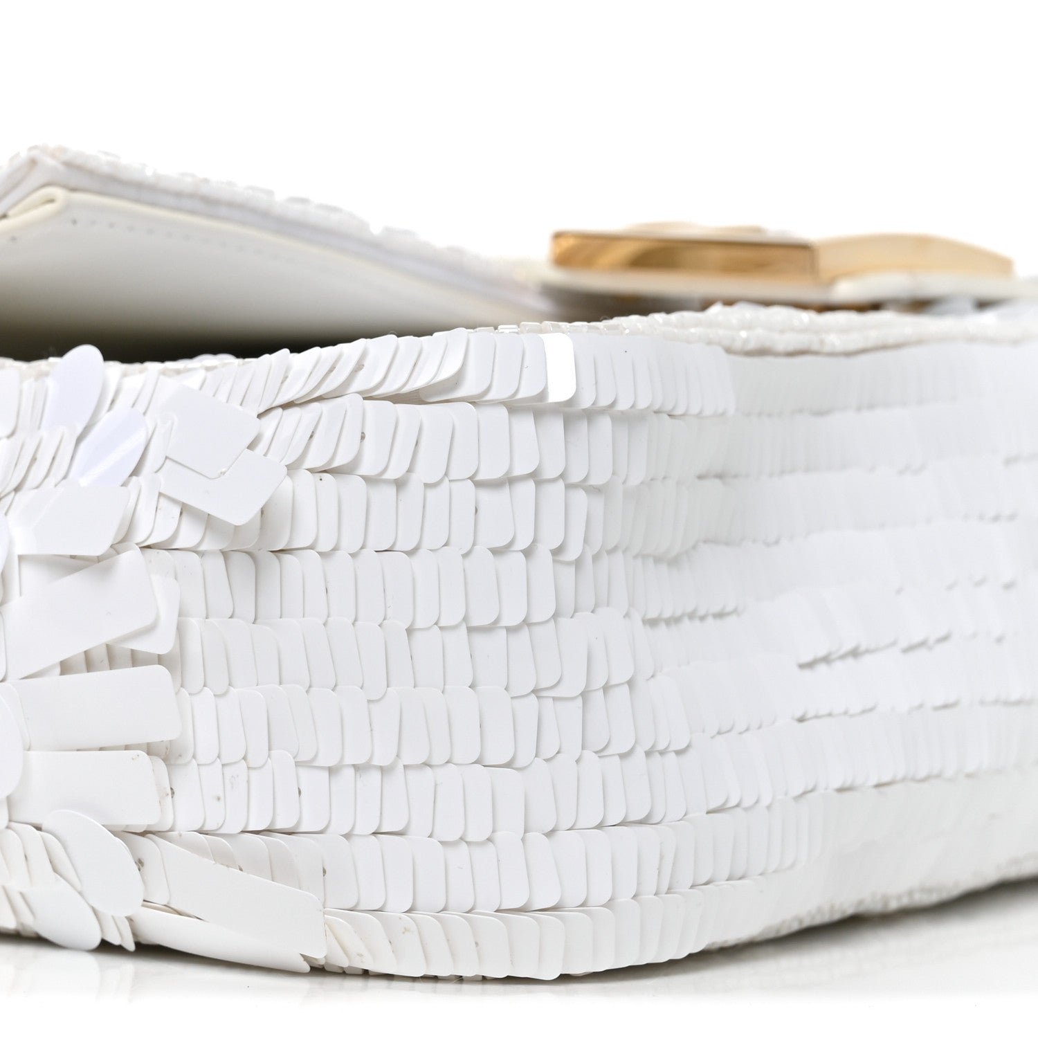 Fendi Sequin Paillettes Vitello Grace Sex and the City Baguette White 9 of 10
