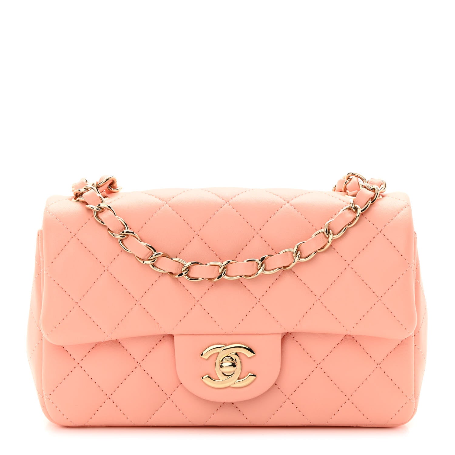 Chanel Lambskin Quilted Mini Rectangular Flap Light Pink 1 of 11
