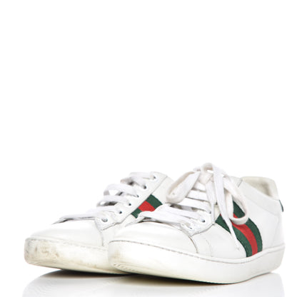 Gucci Calfskin Crocodile Web Womens Ace Sneakers 35 White Green 3 of 20