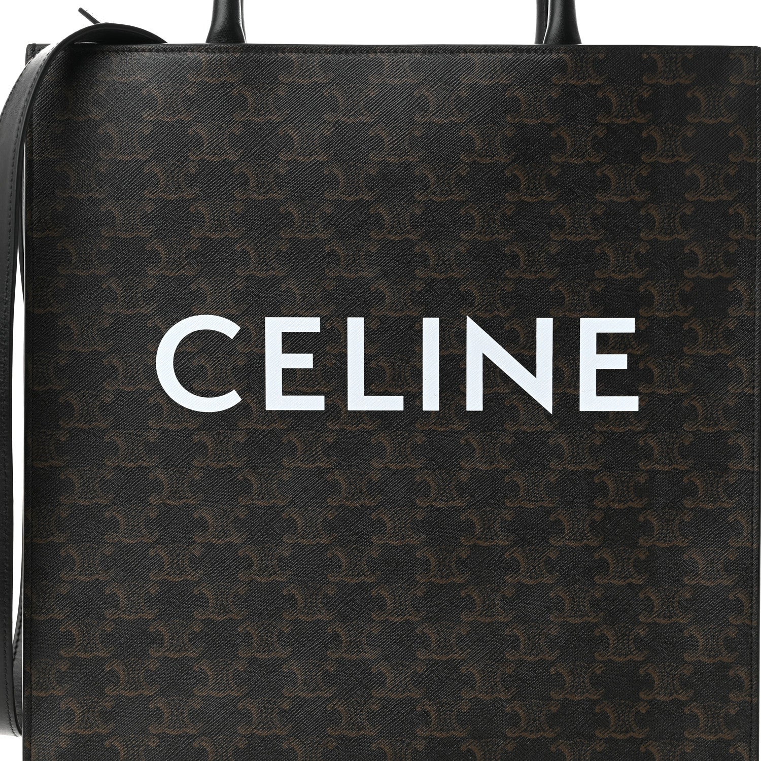 Celine Triomphe Canvas Calfskin Medium Vertical Cabas Black 6 of 8