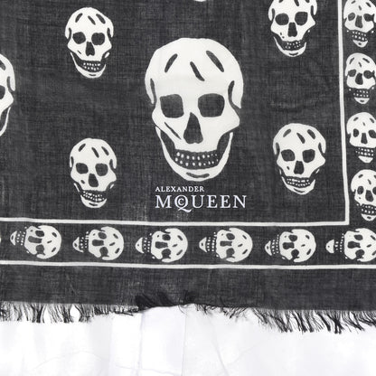 Alexander McQueen Silk Chiffon Skull Scarf Black White 3 of 4