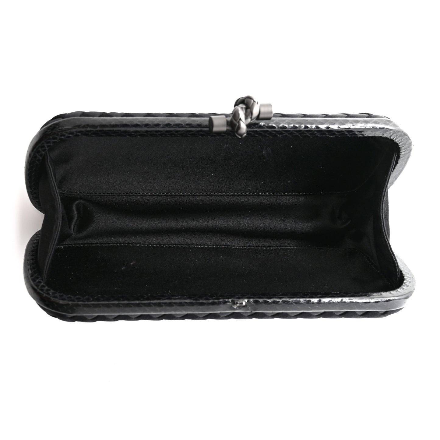 Satin Ayers Intreccio Impero Stretch Knot Clutch Black
