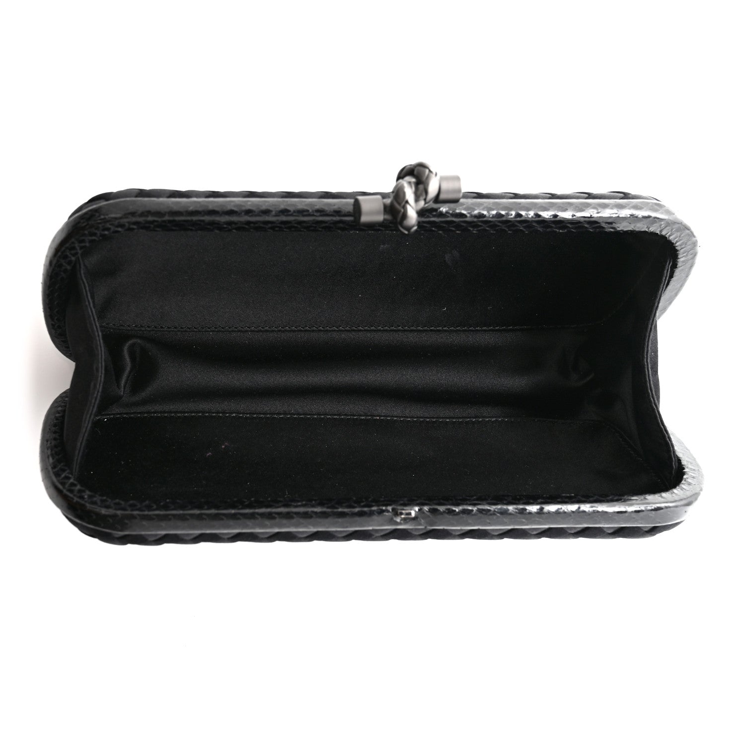 Bottega Veneta Satin Ayers Intreccio Impero Stretch Knot Clutch Black 6 of 9