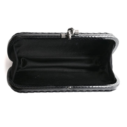 Bottega Veneta Satin Ayers Intreccio Impero Stretch Knot Clutch Black 6 of 9
