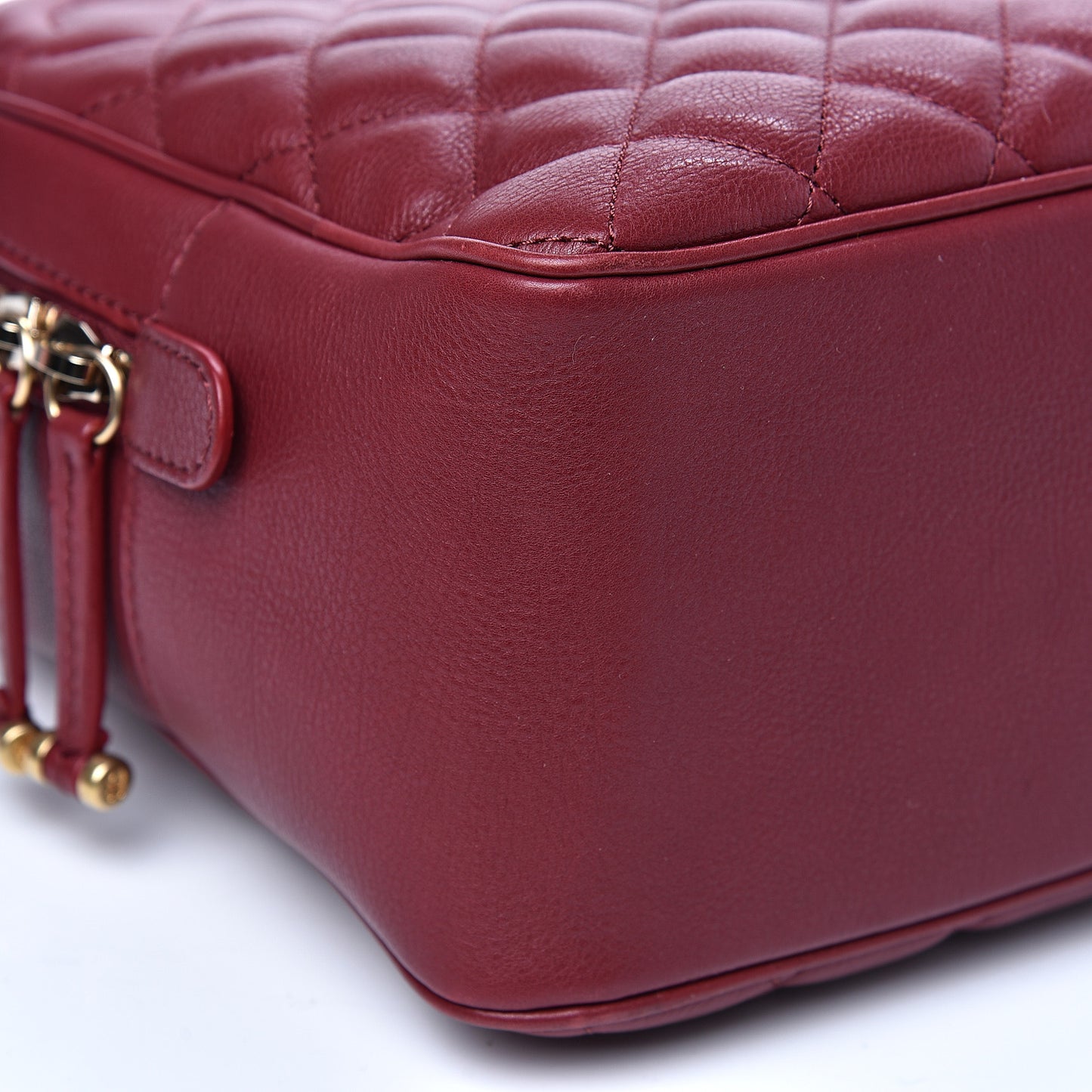 Calfskin Quilted CC Medium Vanity Case Dark Red