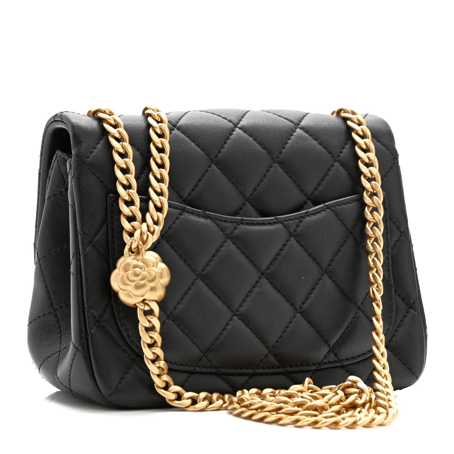 Chanel Lambskin Quilted Mini Sweet Camellia Flap Black 3 of 10