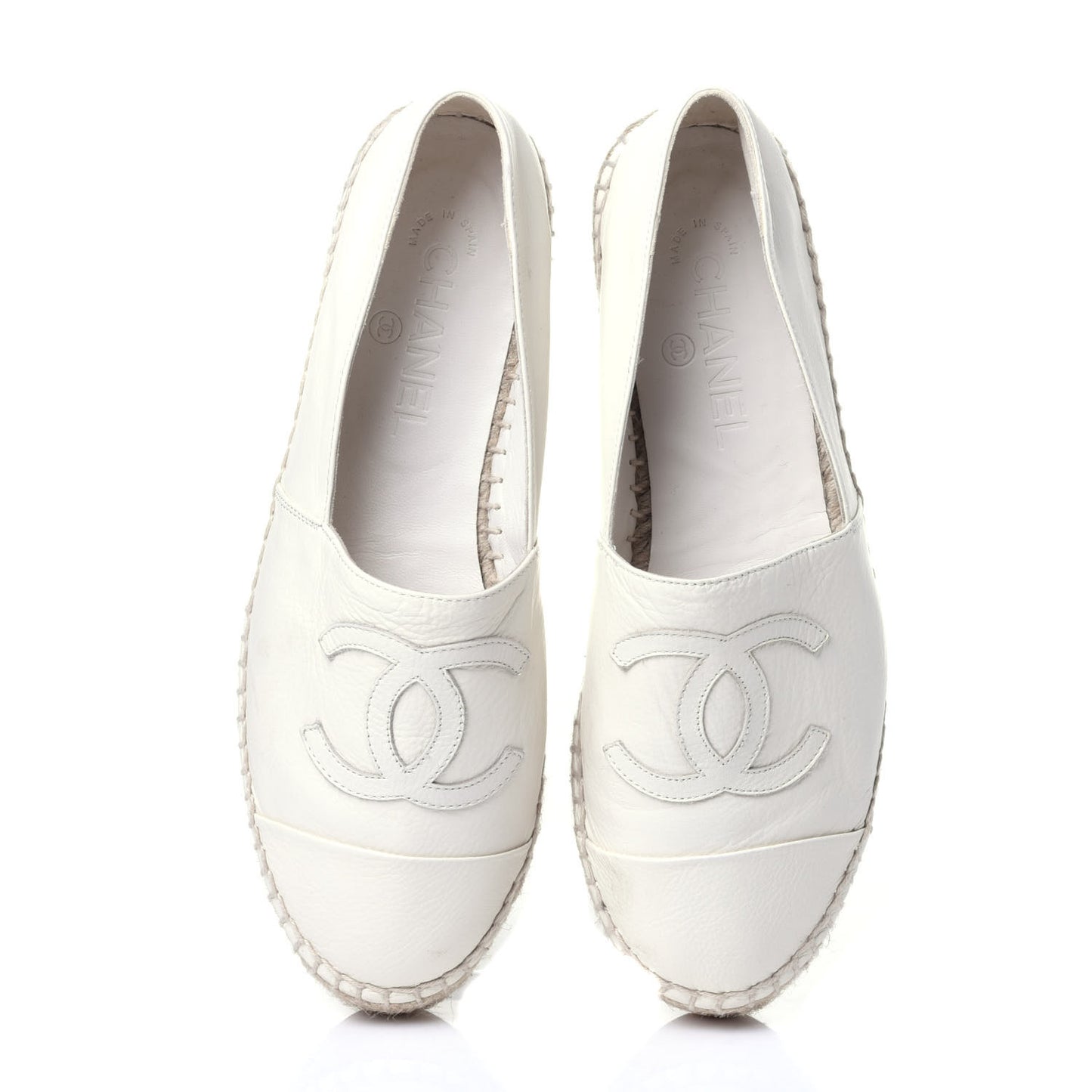 Calfskin CC Espadrilles 38 Ivory