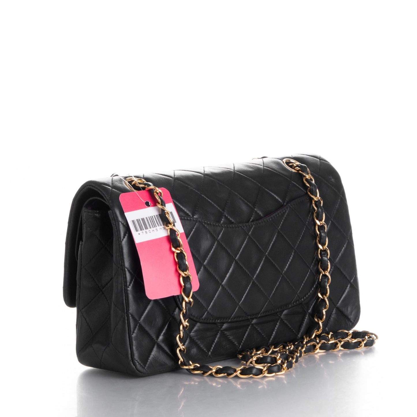 Lambskin Quilted Medium Double Flap Black