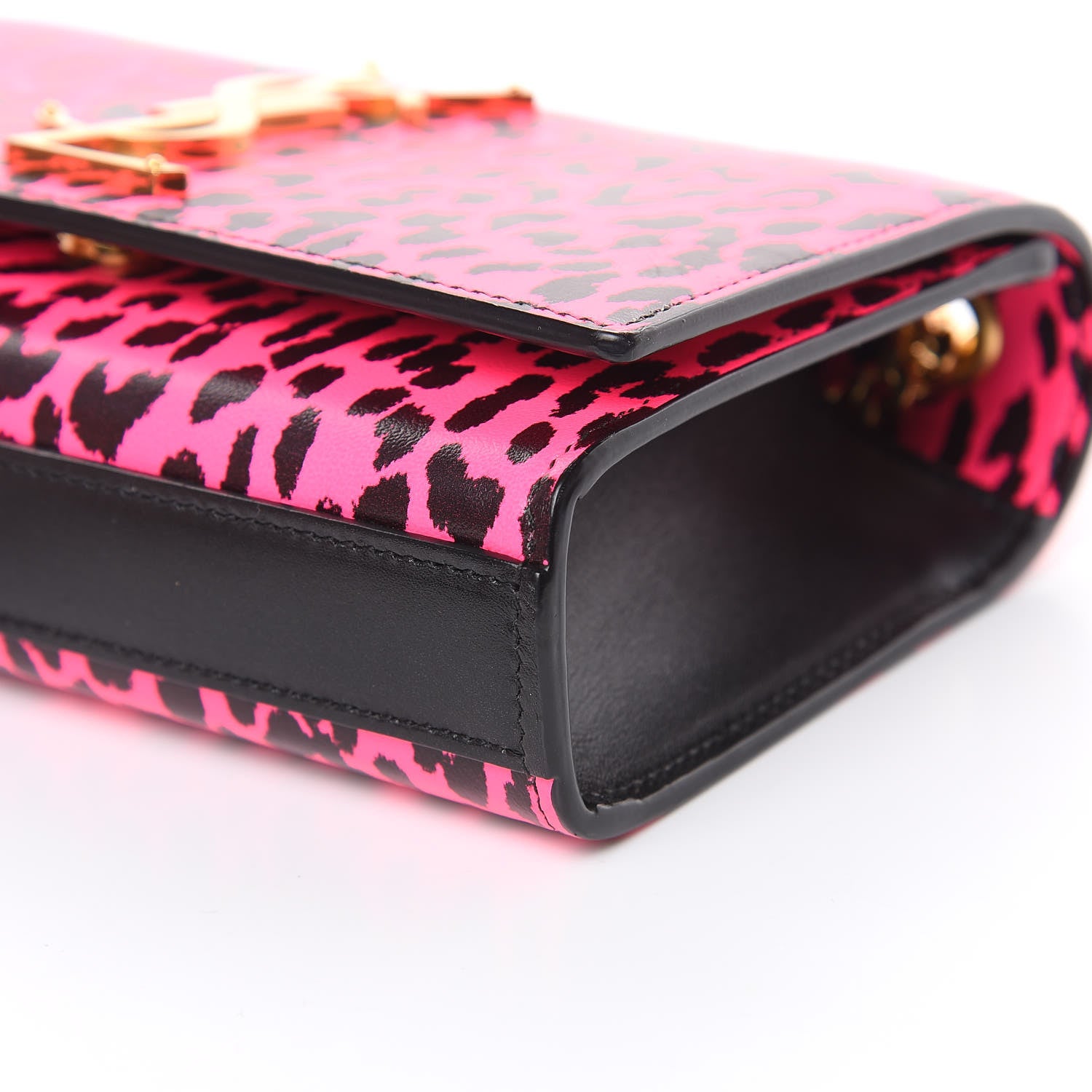 Saint Laurent Calfskin Leopard Small Monogram Kate Satchel Pink Black 7 of 9