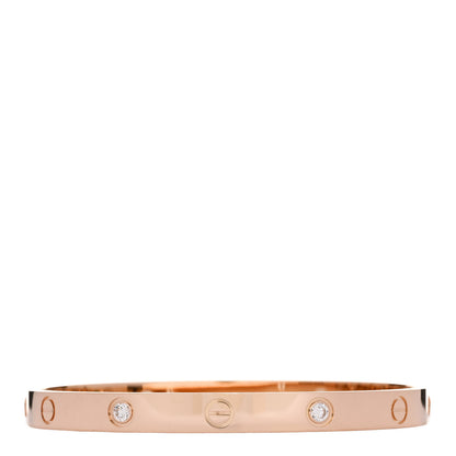 Cartier 18K Pink Gold 4 Diamond LOVE Bracelet 18 1 of 8