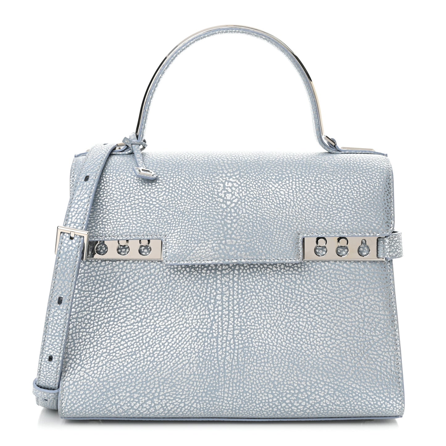 Metallic Crispy Calfskin Metal Glam MM Tempete Satchel Flashlight
