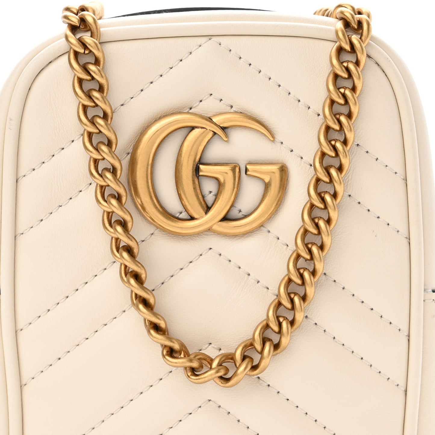 Calfskin Matelasse Mini GG Marmont Crossbody Bag White