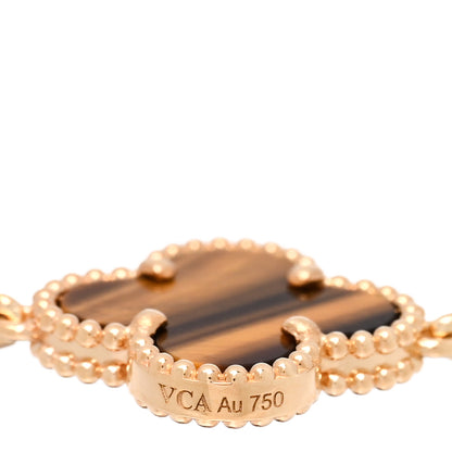 Van Cleef & Arpels 18K Yellow Gold Tiger Eye 5 Motifs Vintage Alhambra Bracelet 3 of 4