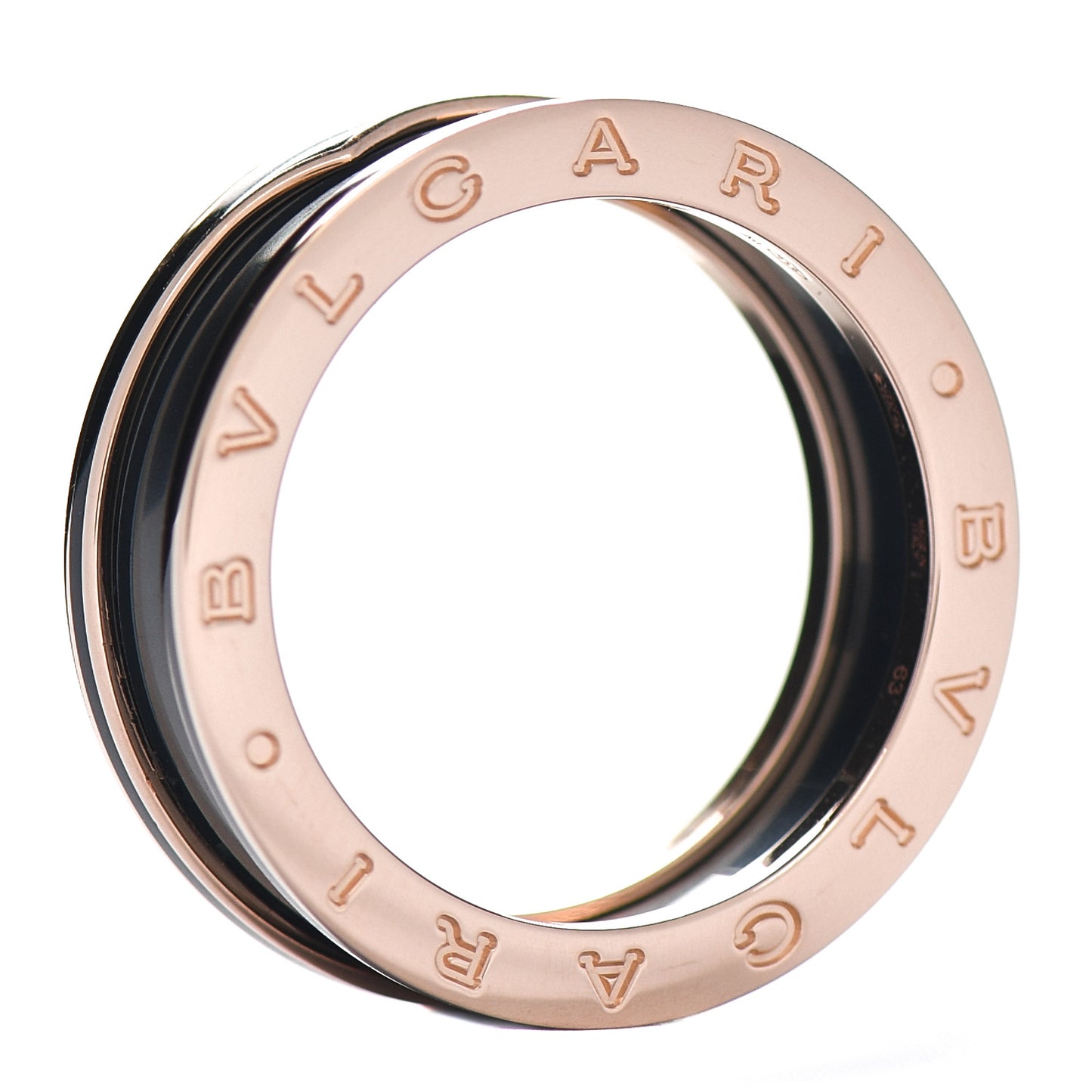 18K Rose Gold Black Ceramic Matte B.Zero1 Two-Band Ring 63 10.25