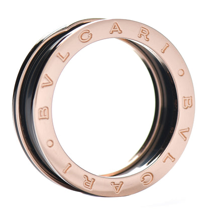 Bulgari 18K Rose Gold Black Ceramic Matte B.Zero1 Two-Band Ring 63 10.25 4 of 6