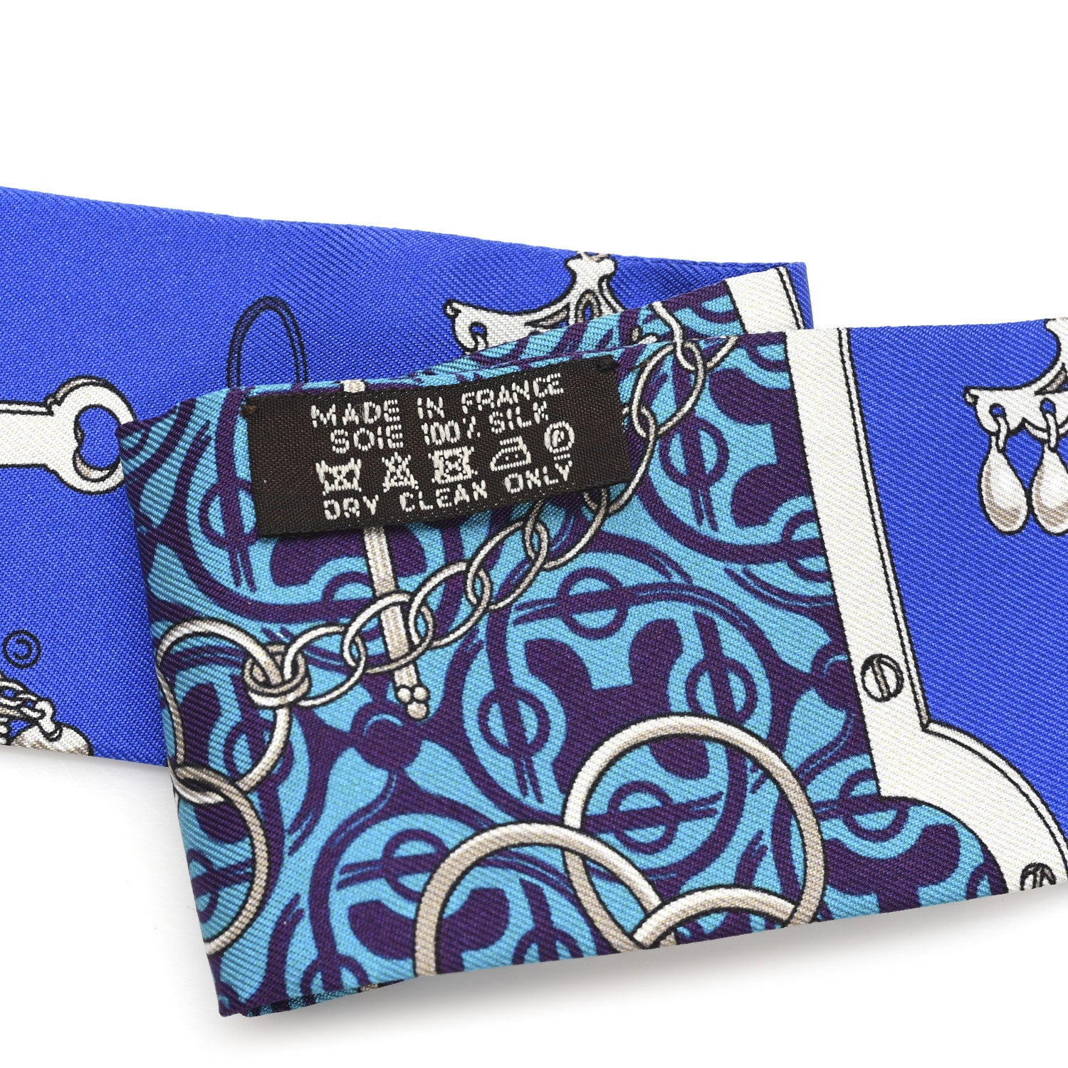 Hermes Silk Mors Et Gourmettes Remix Twilly Bleu Roy Turquoise Prune 3 of 4