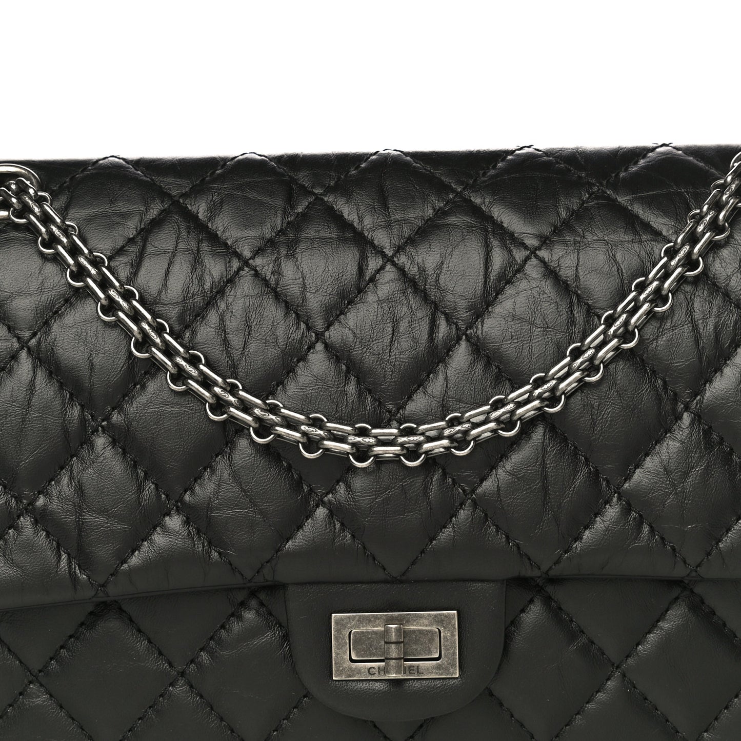Aged Calfskin Quilted 2.55 Reissue 226 Flap Black