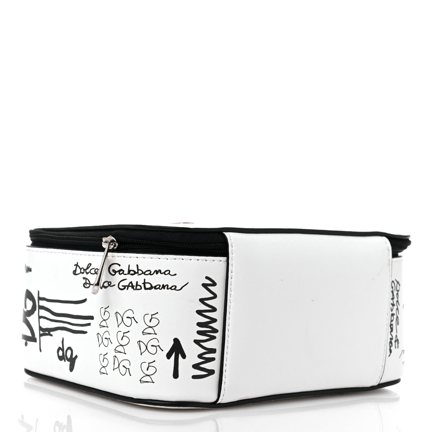 Dolce & Gabbana DOLCE & GABBANA Calfskin DG Graffiti Print Top Handle Bag White Black 5 of 13