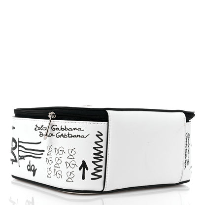 Dolce & Gabbana DOLCE & GABBANA Calfskin DG Graffiti Print Top Handle Bag White Black 5 of 13