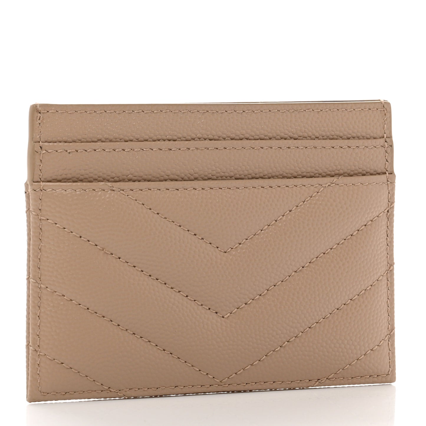 Grain De Poudre Matelasse Chevron Monogram Credit Card Case Dark Beige
