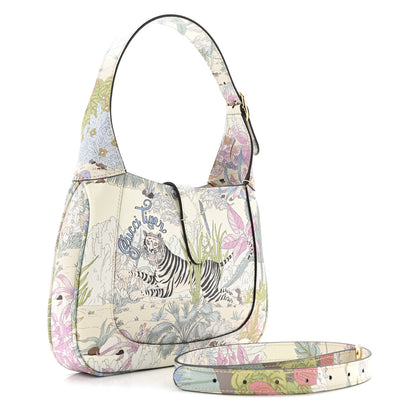 Gucci New Shangai Calfskin Tiger Savanah Small Jackie 1961 Hobo Chalky White Multicolor 3 of 12