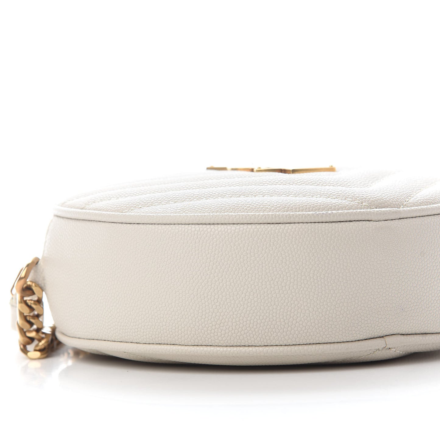 Grain De Poudre Matelasse Chevron Quilted Round Vinyle Camera Bag Crema Soft