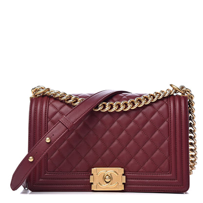 Chanel Calfskin Quilted Medium Boy Flap Burgundy 1 of 19