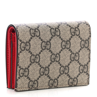 Gucci GG Supreme Monogram Cherry Embellished Card Case Wallet Hibiscus Red 3 of 11