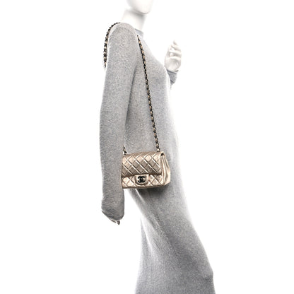 Chanel Metallic Lambskin Quilted Mini Square Flap Gold Black 2 of 12
