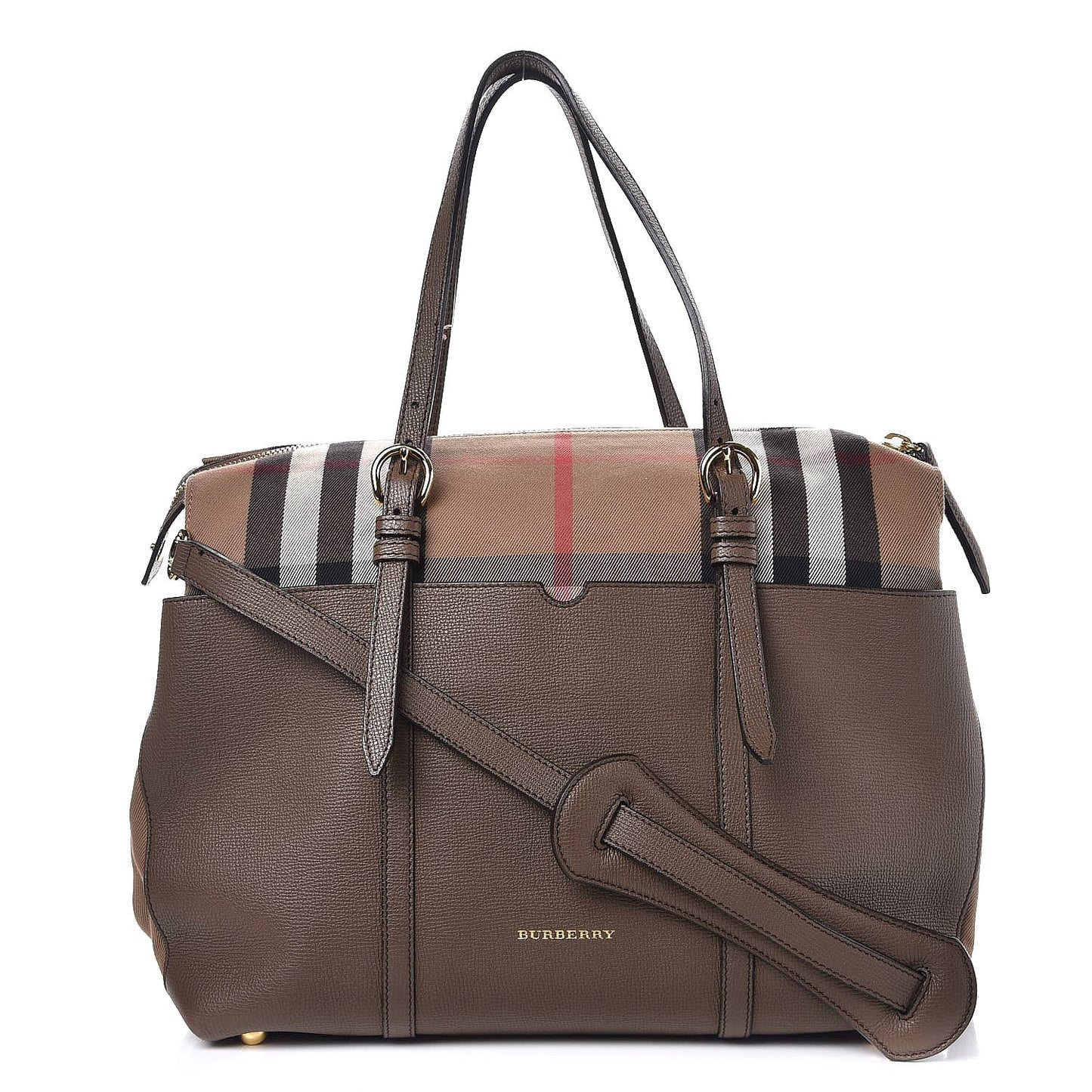 Grainy Calfskin House Check Mason Diaper Tote