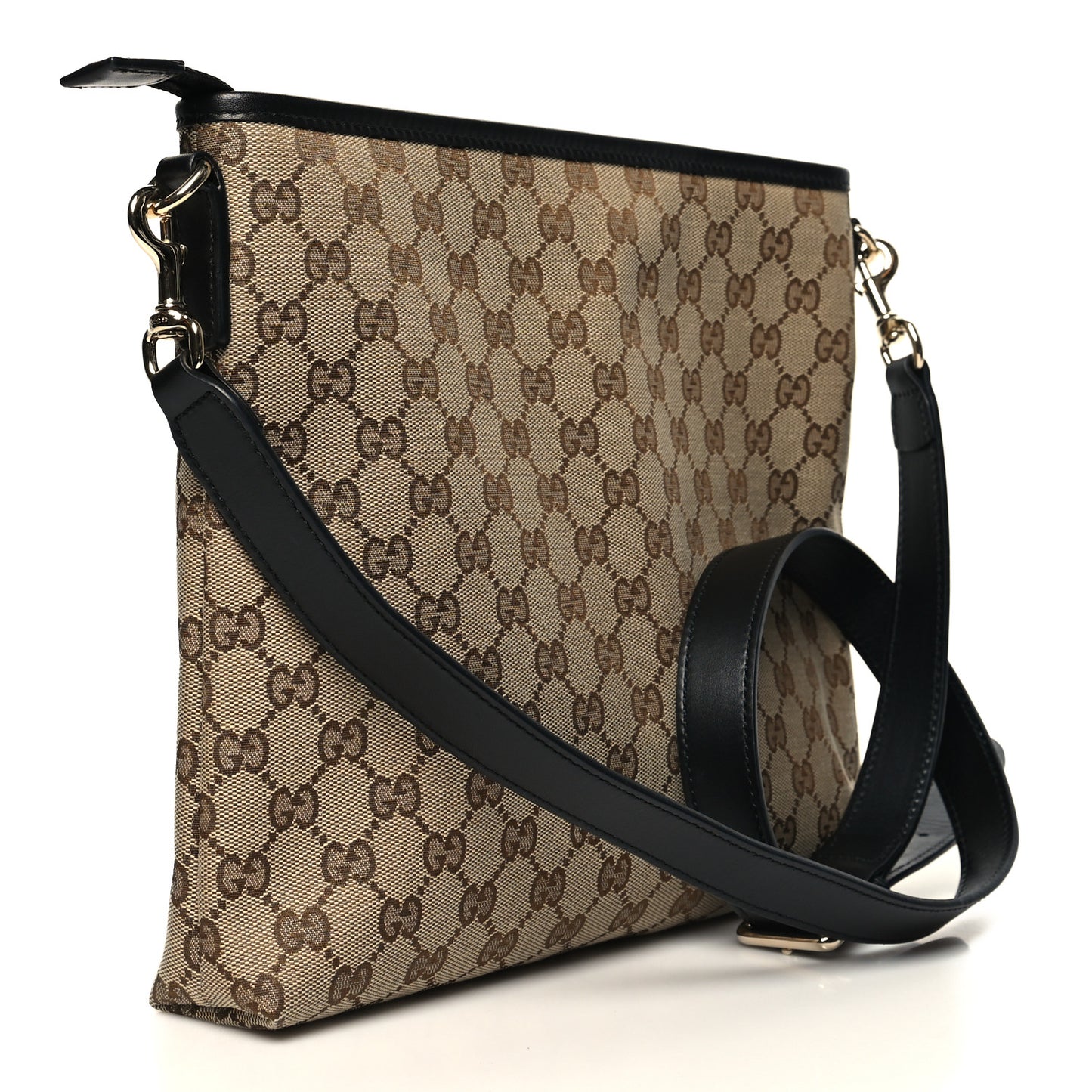 GG Monogram Web Flat Messenger Bag Black