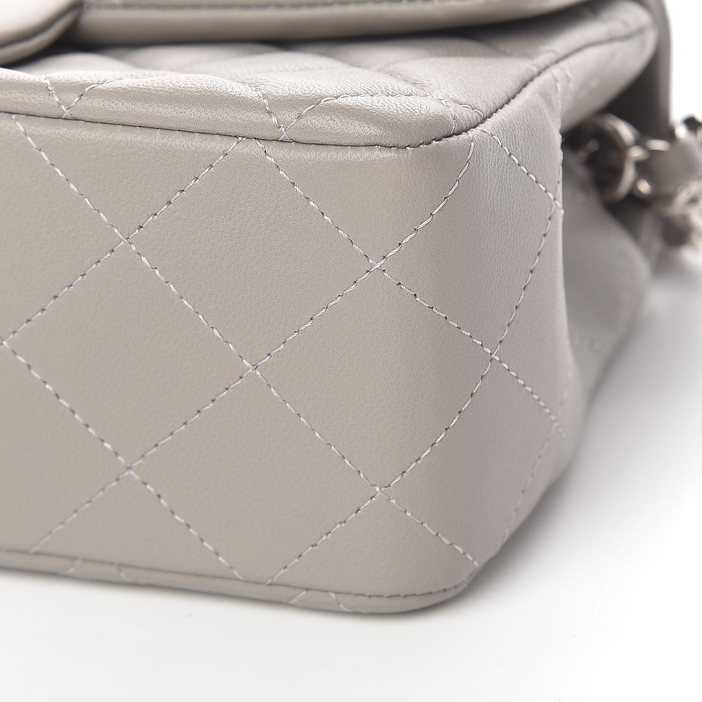 Lambskin Quilted Mini Rectangular Flap Grey