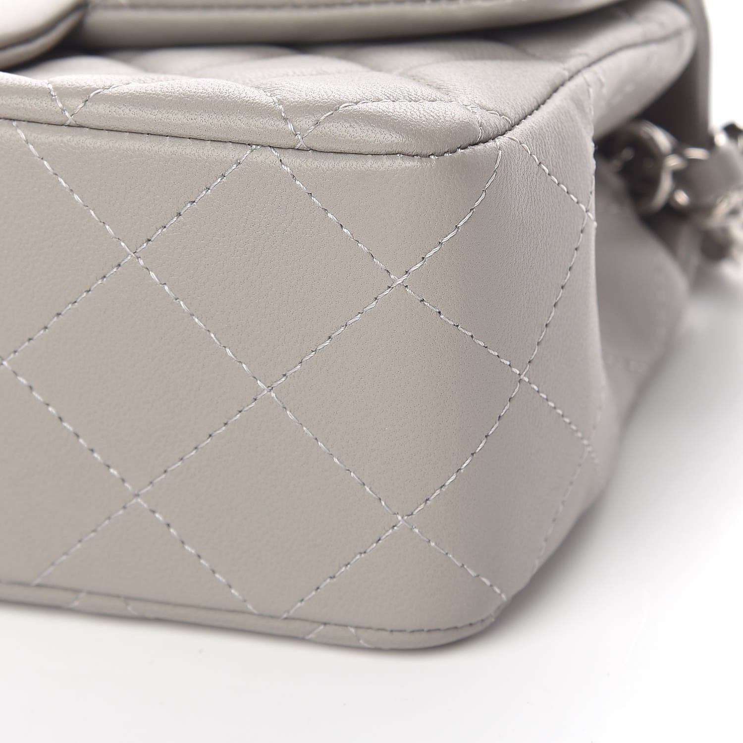 Chanel Lambskin Quilted Mini Rectangular Flap Grey 10 of 11