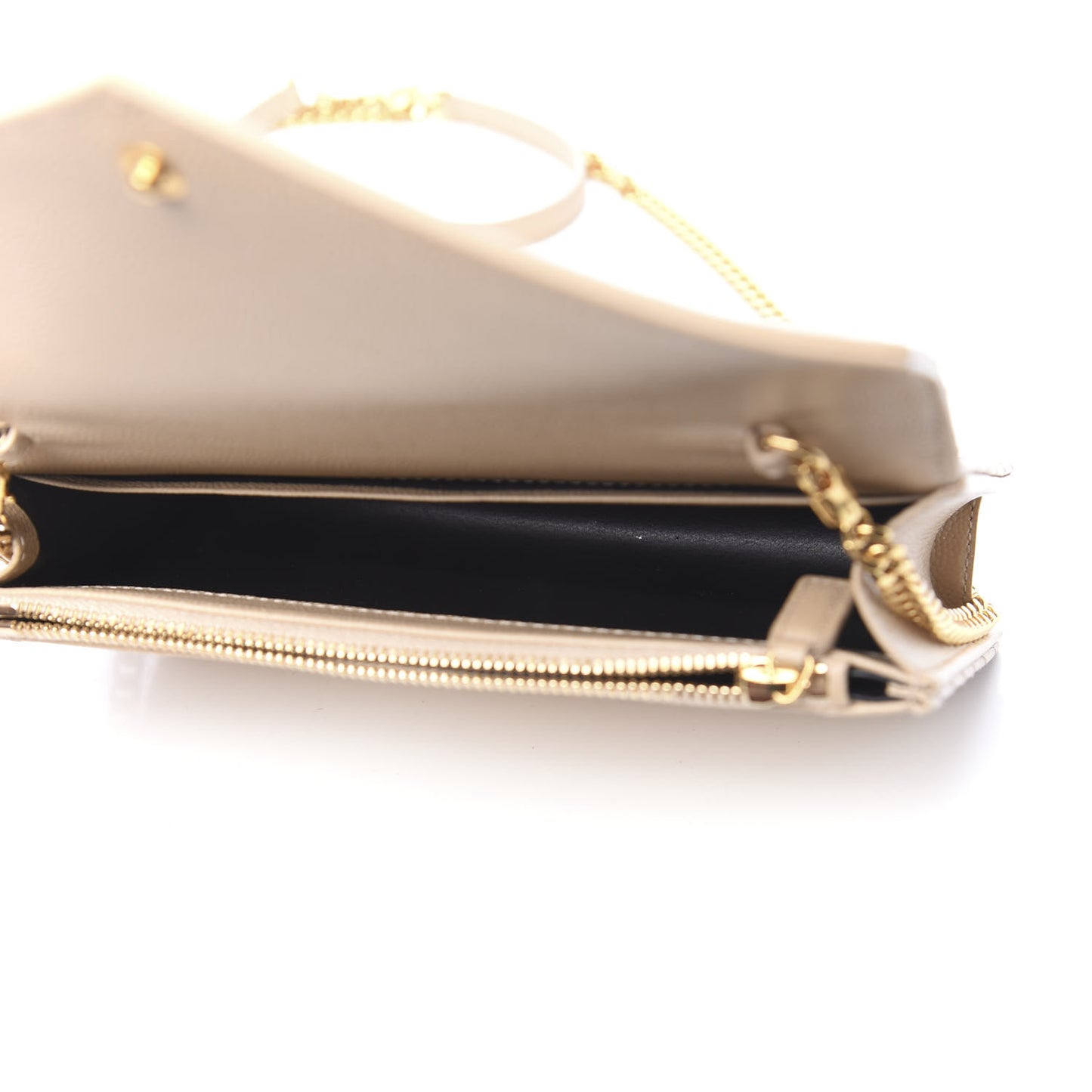 Grain De Poudre Matelasse Chevron Monogram Envelope Chain Wallet Nude Powder