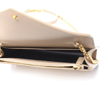 Saint Laurent Grain De Poudre Matelasse Chevron Monogram Envelope Chain Wallet Nude Powder 5 of 11