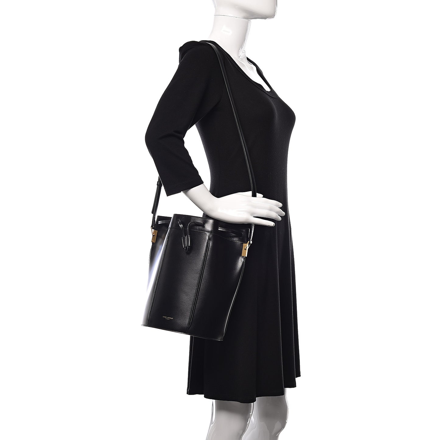 Smooth Calfskin Medium Talitha Bucket Bag Black
