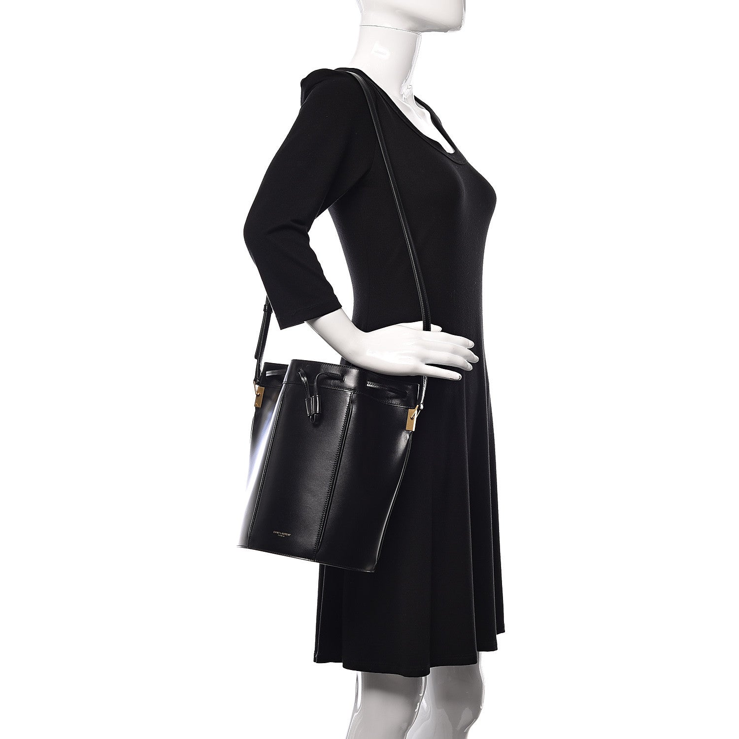 Saint Laurent Smooth Calfskin Medium Talitha Bucket Bag Black 2 of 10