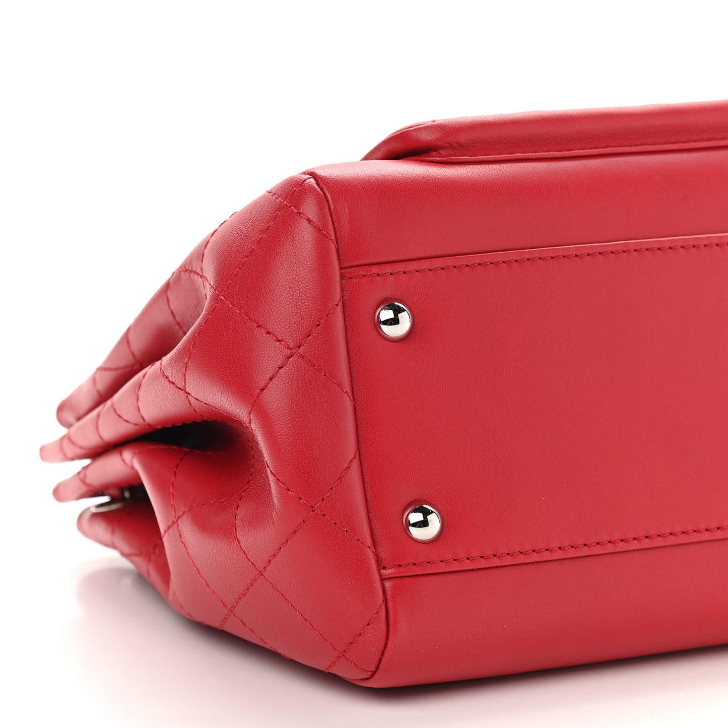 Lambskin Quilted CC Accordion Shopping Bag Red