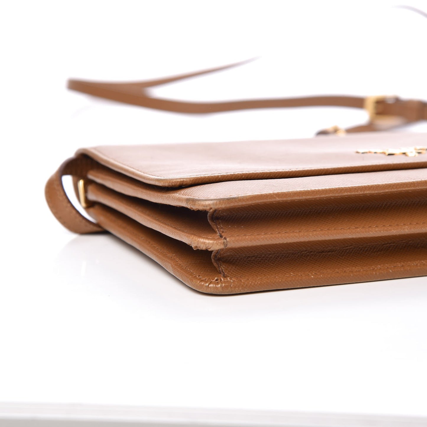 Saffiano Metal Flap Wallet Caramel