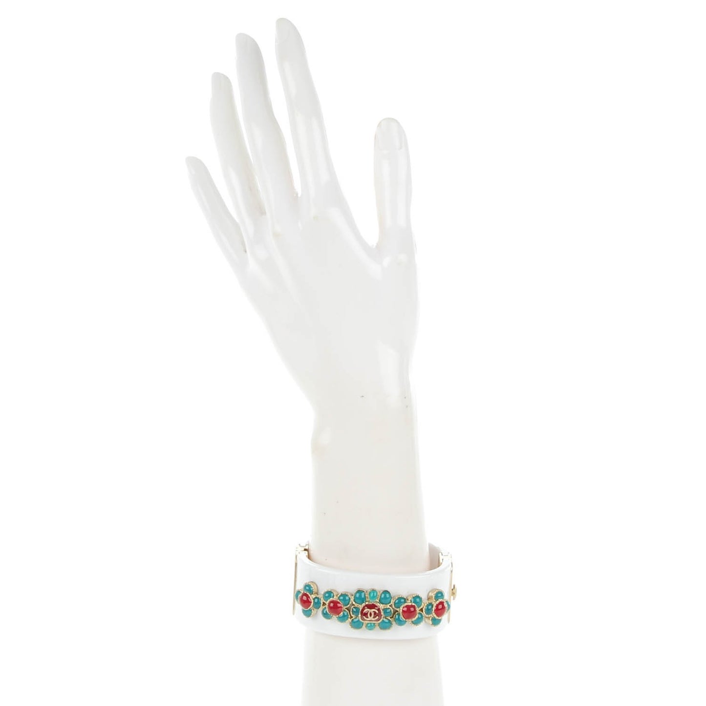 Resin Gripoix CC Bracelet White