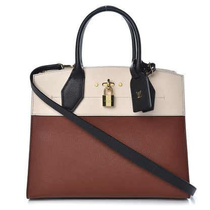 Louis Vuitton Calfskin City Steamer MM Caramel Creme Black 1 of 7