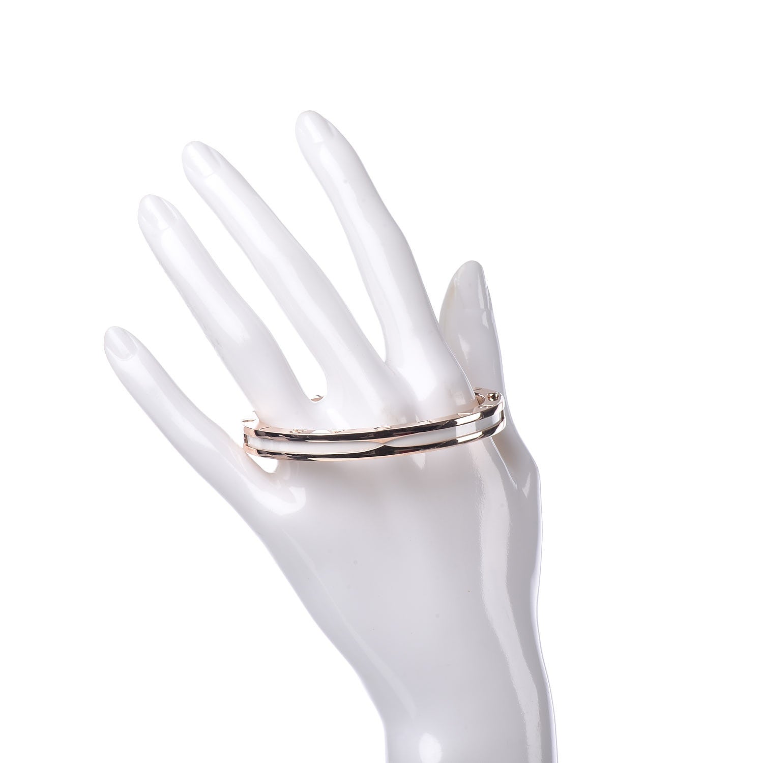 Bulgari 18K Rose Gold White Ceramic B.Zero1 Bangle Bracelet M 2 of 5