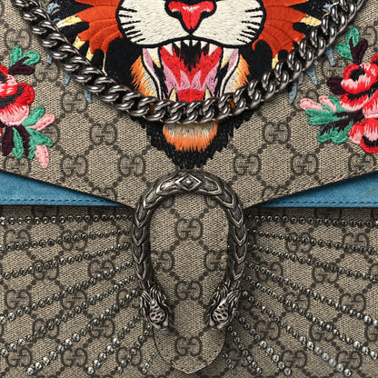 Gucci GG Supreme Monogram Angry Cat Embroidered Medium Dionysus Shoulder Bag Beige Ultramarine 8 of 10