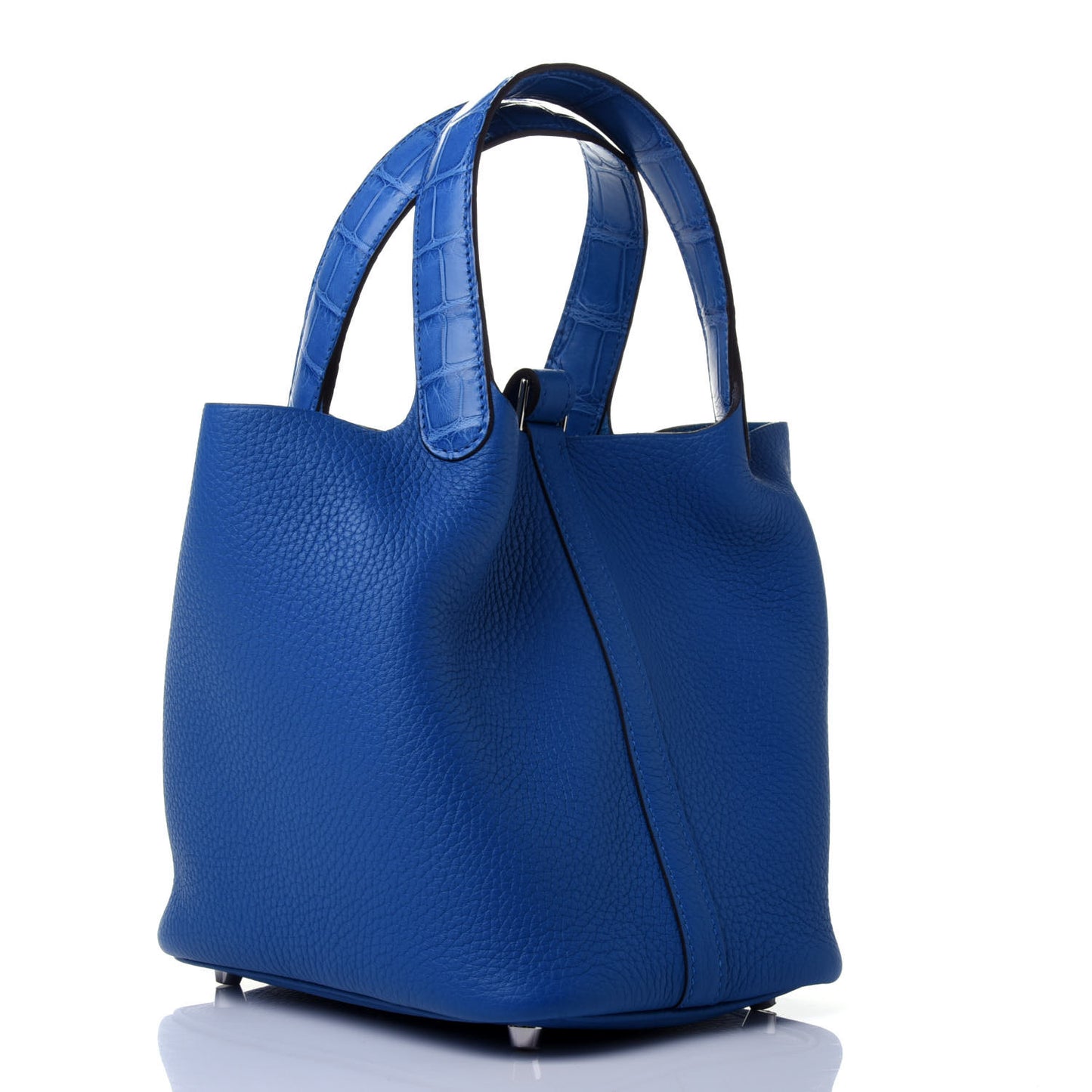 Taurillon Clemence Matte Alligator Picotin Lock Touch 18 PM Mykonos Bleu Zellige