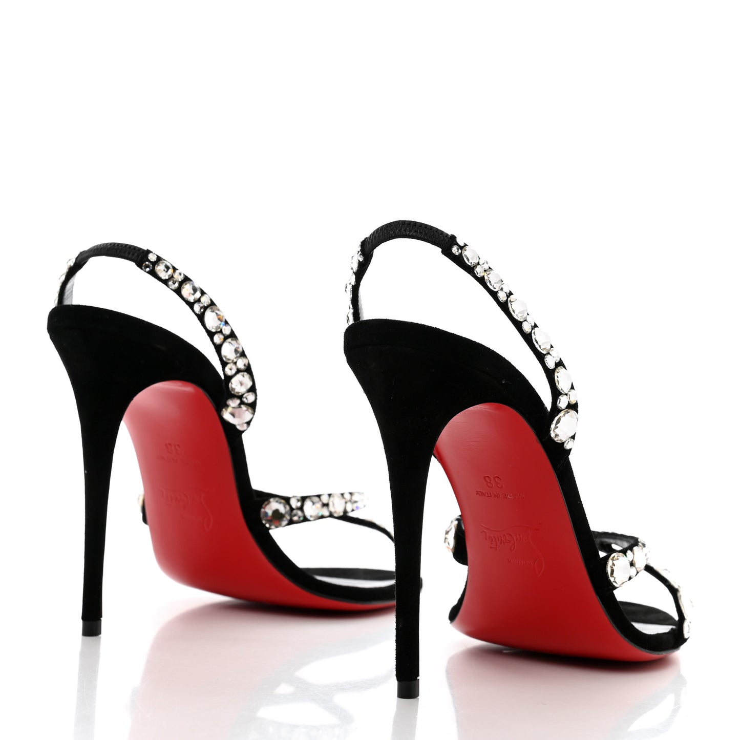 Veau Velours Crystal Embellished Emilie 100 Sandals 38 Black